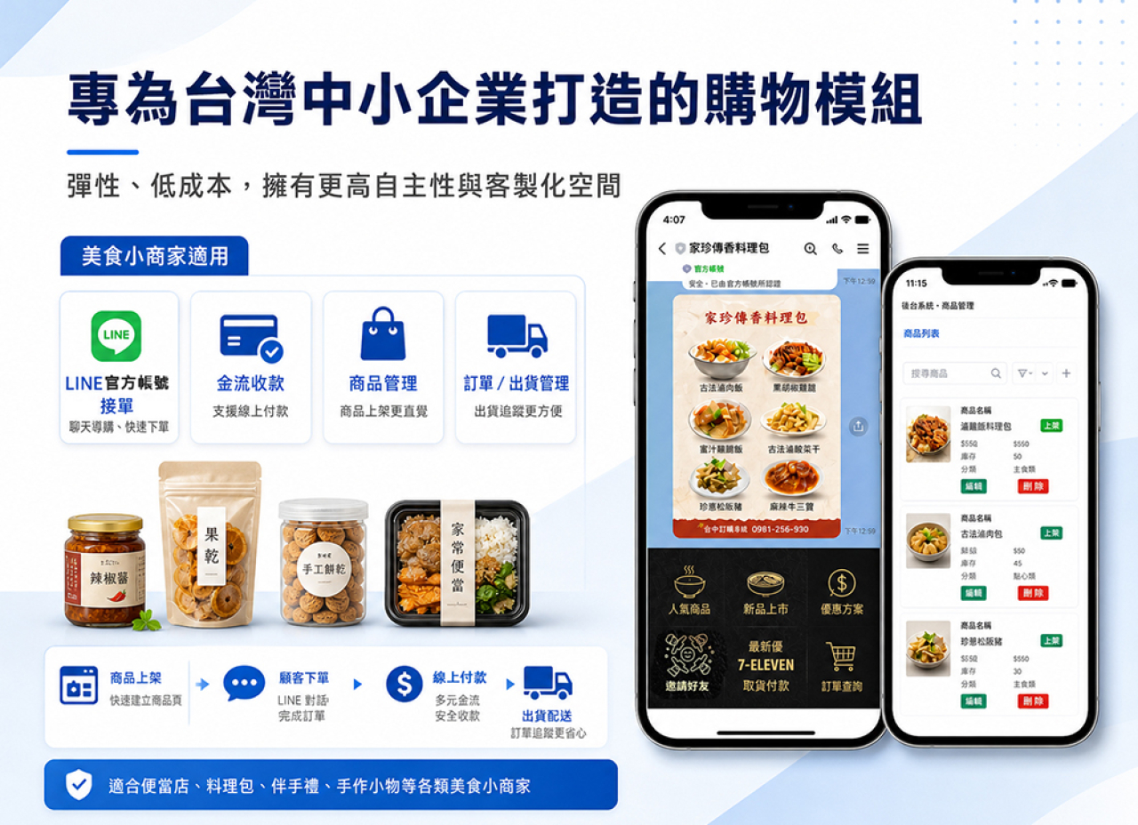 LINE 購物： 專為台灣中小企業打造的購物模組 彈性、低成本，擁有更高自主性與客製化空間