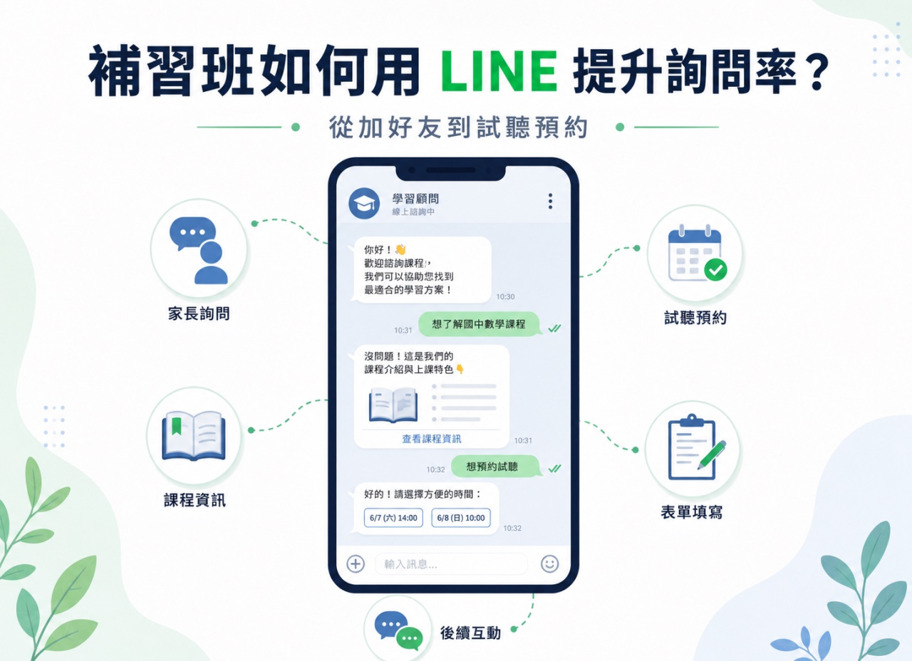 補習班如何用 LINE 提升詢問率？從加好友到試聽預約的流程設計