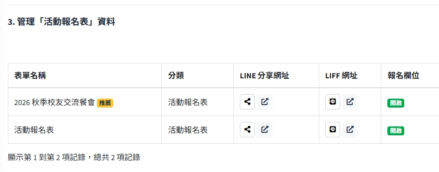 管理活動報名表資料